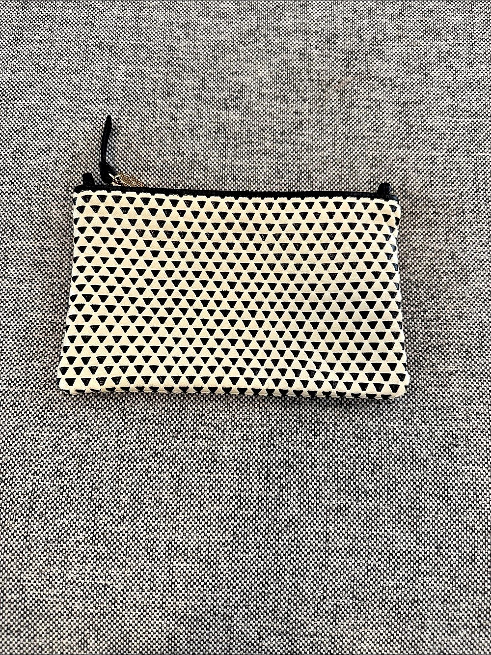 Clare V Pouch with Tabs- White and Black Check